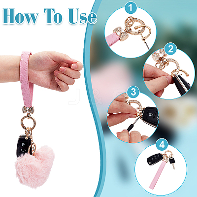 1Pc Plush Heart Polyester Keychains AJEW-NB0008-80-1