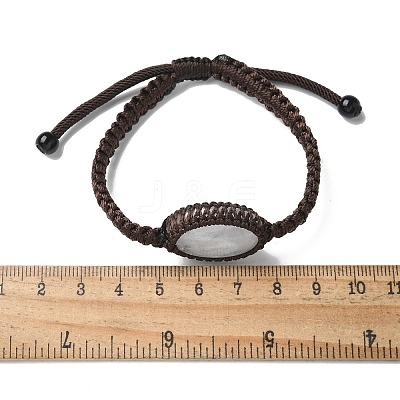 Adjustable Oval Natural Quartz Crystal Braided Bead Bracelets BJEW-H626-02-08-1
