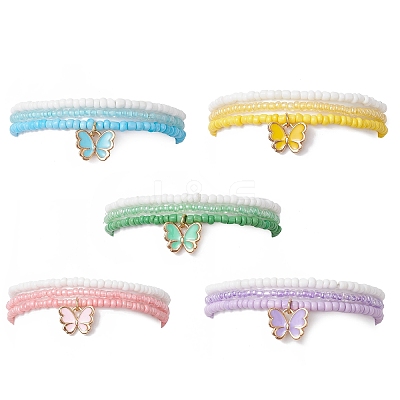 3Pcs Glass Seed Beaded Stretch Bracelets for Women BJEW-JB11437-1