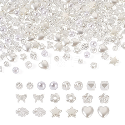 500Pcs 10 Style ABS Plastic Imitation Pearl Beads KY-BY0001-02-1