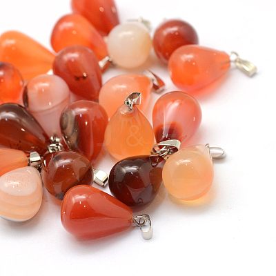 Teardrop Natural Carnelian Pendants G-Q435-12-1