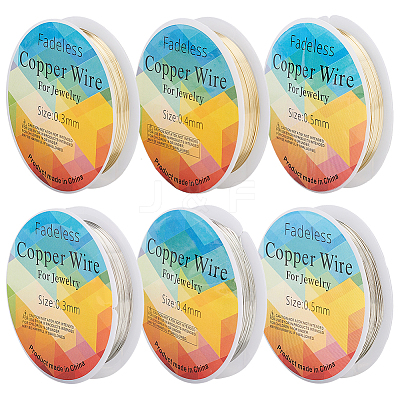 6 Rolls 6 Style Copper Jewelry Wire CWIR-FG0001-07-1