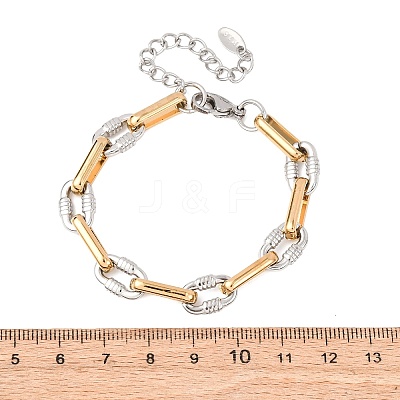304 Stainless Steel Rectangle Ring Link Chain Bracelets BJEW-C128-02GP-1