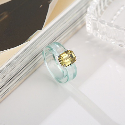 Rectangle Resin with Glass Finger Rings for Women FS-WG96B1D-03-1
