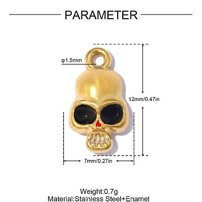 304 Stainless Steel with Black Enamel Charms SA-OY001-88G-1