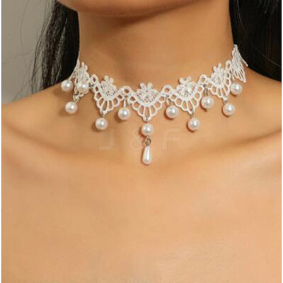 Gothic Style Resin Tassel Lace Chain Necklaces WG2E9D0-05-1