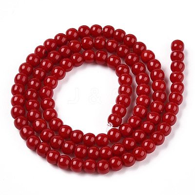 Opaque Solid Color Glass Beads Strands GLAA-T032-P10mm-M-1