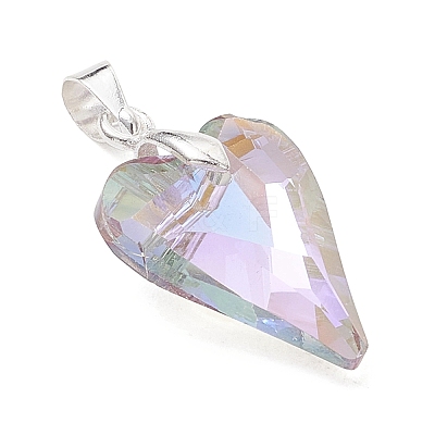 Electroplated Transparent Glass Pendants PALLOY-JF05156-02-1