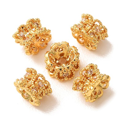 Brass Micro Pave Cubic Zirconia Beads CU-CBA54A3-02G-02-1