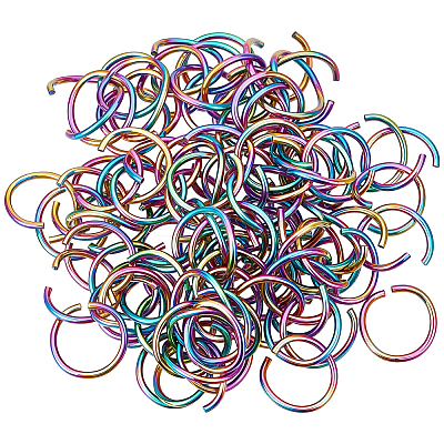 100pcs Rainbow Color 304 Stainless Steel Open Jump Rings STAS-ME0003-78B-1