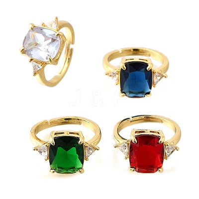 Brass Micro Pave Cubic Zirconia Finger Rings for Women RJEW-F181-11G-1