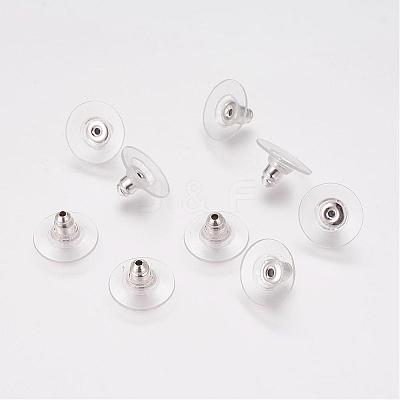 Brass Bullet Clutch Earring Backs X-KK-EC129-S-1