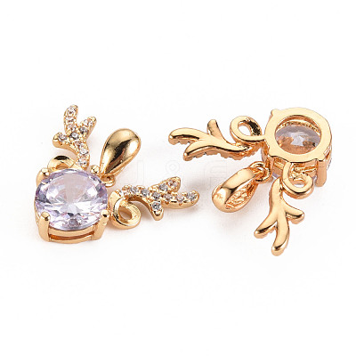 Brass Micro Cubic Zirconia Pendants X-GLAA-S193-014-1