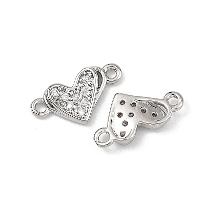 SHEGRACE Brass Micro Pave Clear Cubic Zirconia Connector Charms XGRQ3P860-597P-1