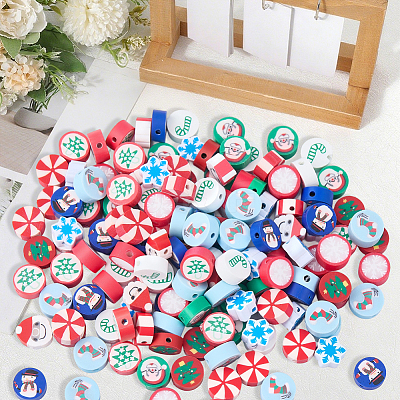 200Pcs 10 Styles Christmas Theme Handmade Polymer Clay Beads CLAY-SC0002-54-1