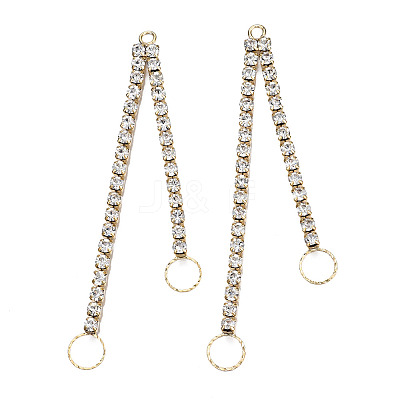 Brass Pave Crystal Rhinestone Chain with Ring Big Pendants KK-N216-423-03LG-1