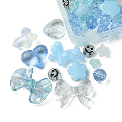 219Pcs 12 Styles Acrylic Beads with 1 Roll Strong Stretchy Beading Elastic Thread OACR-FS0001-58-1