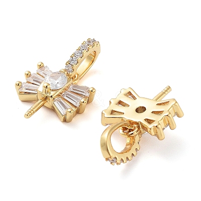Rack Plating Brass Micro Pave Clear Cubic Zirconia Pendants KK-M280-14G-1