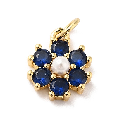 Rack Plating Brass Micro Pave Cubic Zirconia Charms KK-A160-22I-G-1