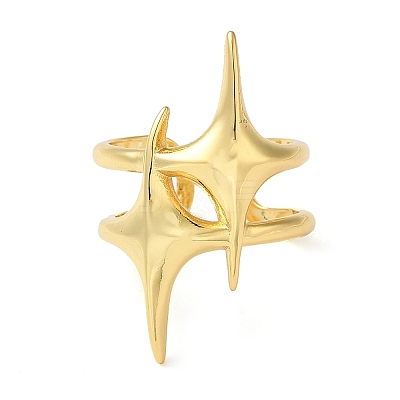 Brass Open Cuff Ring RJEW-Q805-08G-1