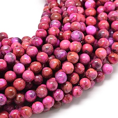 Natural Dyed Crazy Lace Agate Round Bead Strands G-P075-19-6mm-1