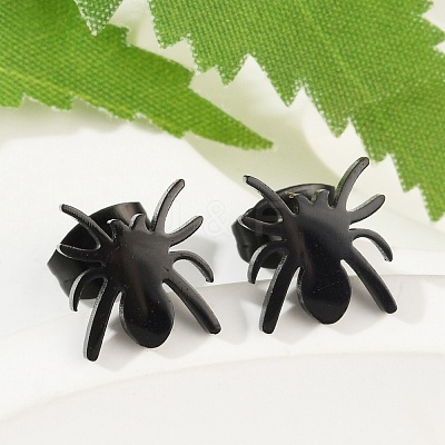 Halloween Spider 304 Stainless Steel Stud Earrings for Women EJEW-B019-01EB-1