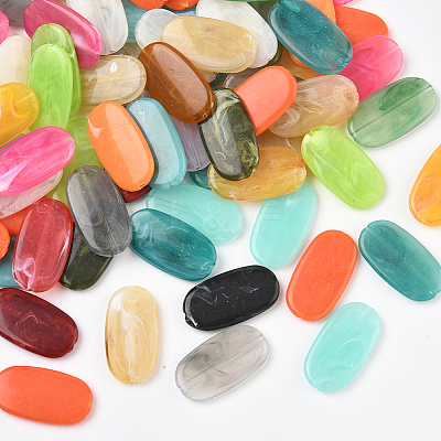 100Pcs Oval Imitation Gemstone Acrylic Beads OACR-SP0001-65-1