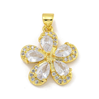 Rack Plating Brass Micro Pave Cubic Zirconia Pendants KK-G513-93G-1