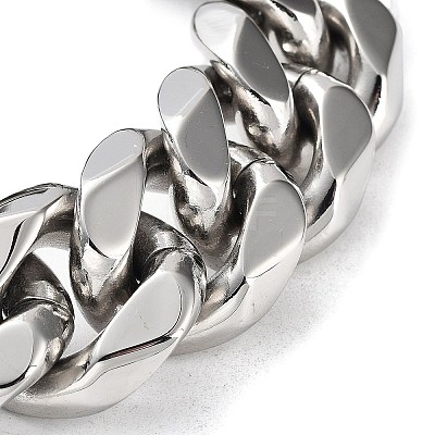 Non-Tarnish 304 Stainless Steel Cuban Link Chains Bracelets for Men & Women BJEW-D031-21C-P-1