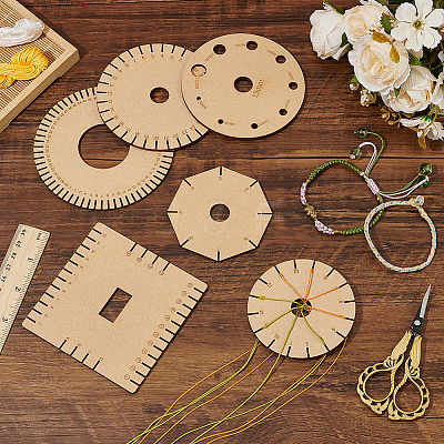 1 Set 6Pcs Wooden Bracelet Knitting Loom Boards TOOL-BC0002-99-1