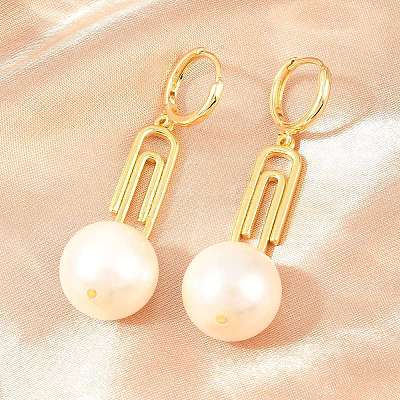 Paperclip with Round Brass Hoop Earrings EJEW-Z164-12G-1