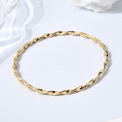 Twisted Rope 304 Stainless Steel Bangles for Women BJEW-D408-07G-1