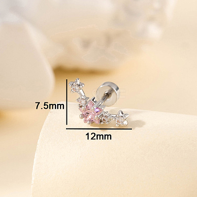 Brass Pave Cubic Zirconia Star Cartilage Earrings FS-WG0D3BD-02-1