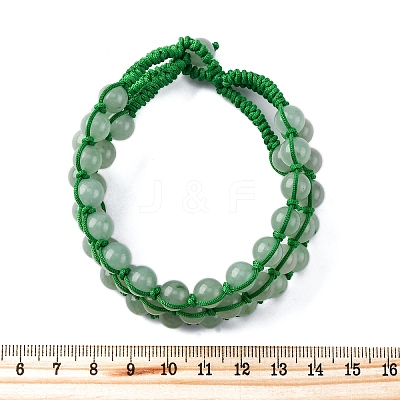 Natural Green Aventurine Round Beaded Multi-strand Bracelets for Men Women BJEW-G743-02D-1