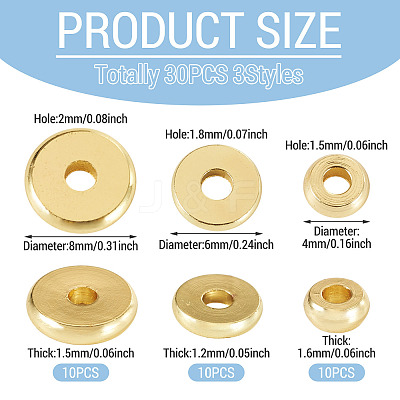 30Pcs 3 Styles Brass Spacer Beads KK-TADJ0001-09B-1
