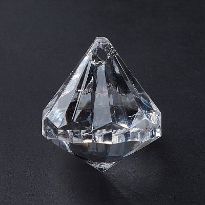 Transparent Acrylic Faceted Diamond Pendants DB28x31mmC01-1
