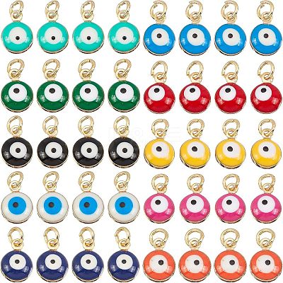 40Pcs 10 Colors Real 18K Gold Plated Plated Brass Enamel Beads KK-NB0001-45-1