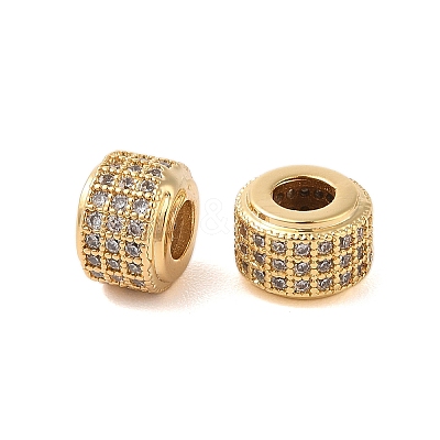Brass Micro Pave Clear Cubic Zirconia Beads KK-B100-004G-1