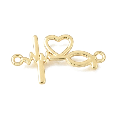 Brass Heart with Jesus Fish Links Connector Charms KK-C263-27B-G-1