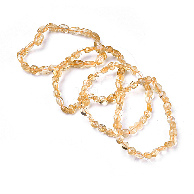 Natural Citrine Bead Stretch Bracelets LS-BJEW-K213-62-1