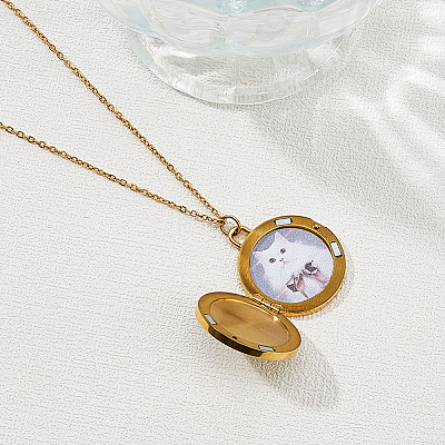 1Pc Stainless Steel Pave Natural White Shell Locket Pendant Necklaces for Women NJEW-HS0001-12B-1
