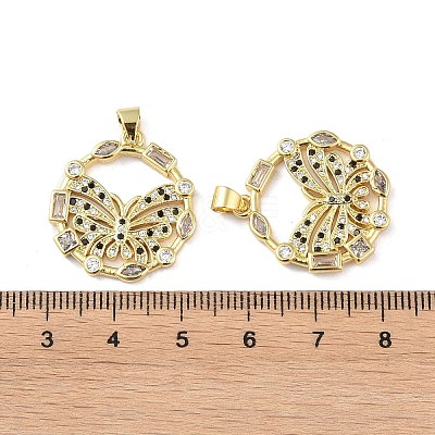 Rack Plating Brass Micro Pave Cubic Zirconia Pendants KK-K341-54G-04-1