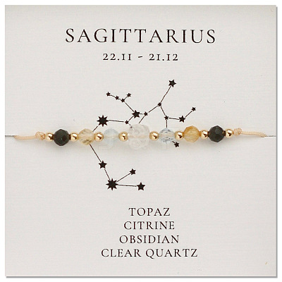 Natural stone constellation bracelet with 12 zodiac signs NR2952-6-1