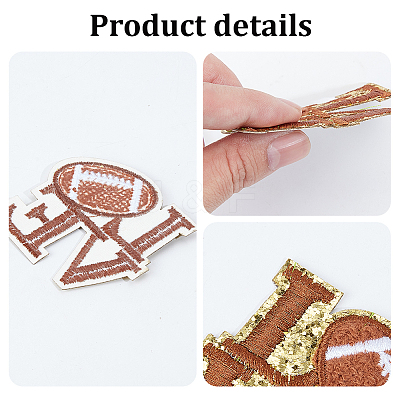 5Pcs Sports Polyester Glitter Powder Embroidery Sew On Patches PATC-GF0001-90-1