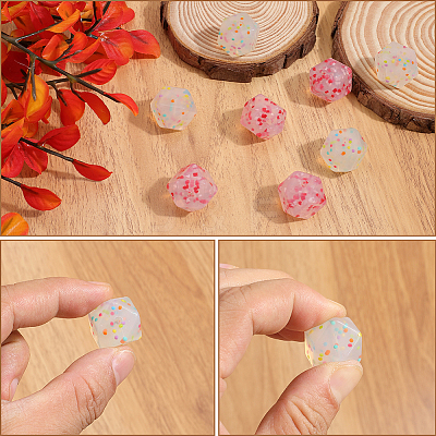 8Pcs 2 Colors Hexagon with Heart Pattern Silicone Focal Beads SIL-GF0001-52-1