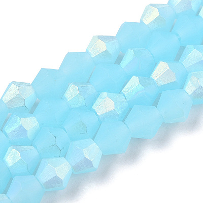 Imitation Jade Bicone Frosted Glass Bead Strands X-EGLA-A039-J6mm-MB03-1