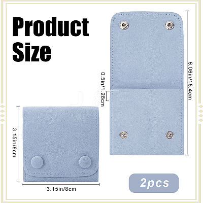 2Pcs Microfiber Cloth Jewelry Storage Bags with Brass Button ABAG-BBC0001-17A-02-1