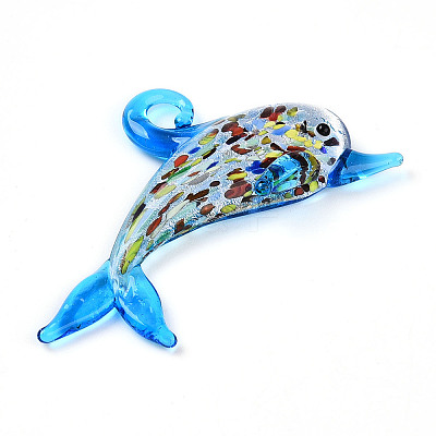 Handmade Silver Foil Lampwork Big Pendants LAMP-T023-13C-1