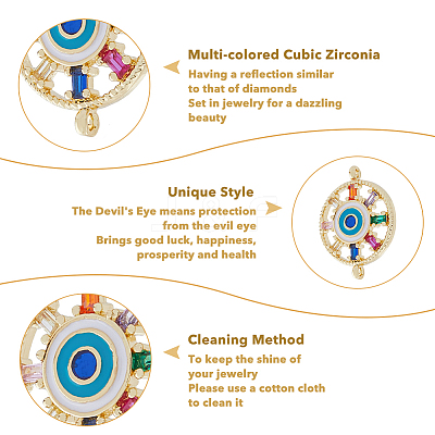 10Pcs Brass Colorful Cubic Zirconia Connector Charms FIND-HY0001-22-1