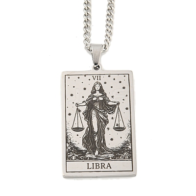 Non-Tarnish 304 Stainless Steel Tarot Pendant Necklaces NJEW-A026-01P-07-1